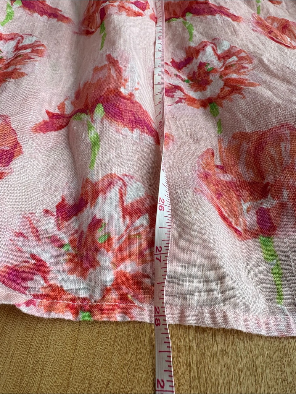 Beautiful Charter Club Pink & Red Linen Floral Poppies Button-Up Shirt - Picture 9 of 11
